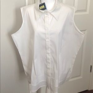White sleeveless Ming Wang Blouse